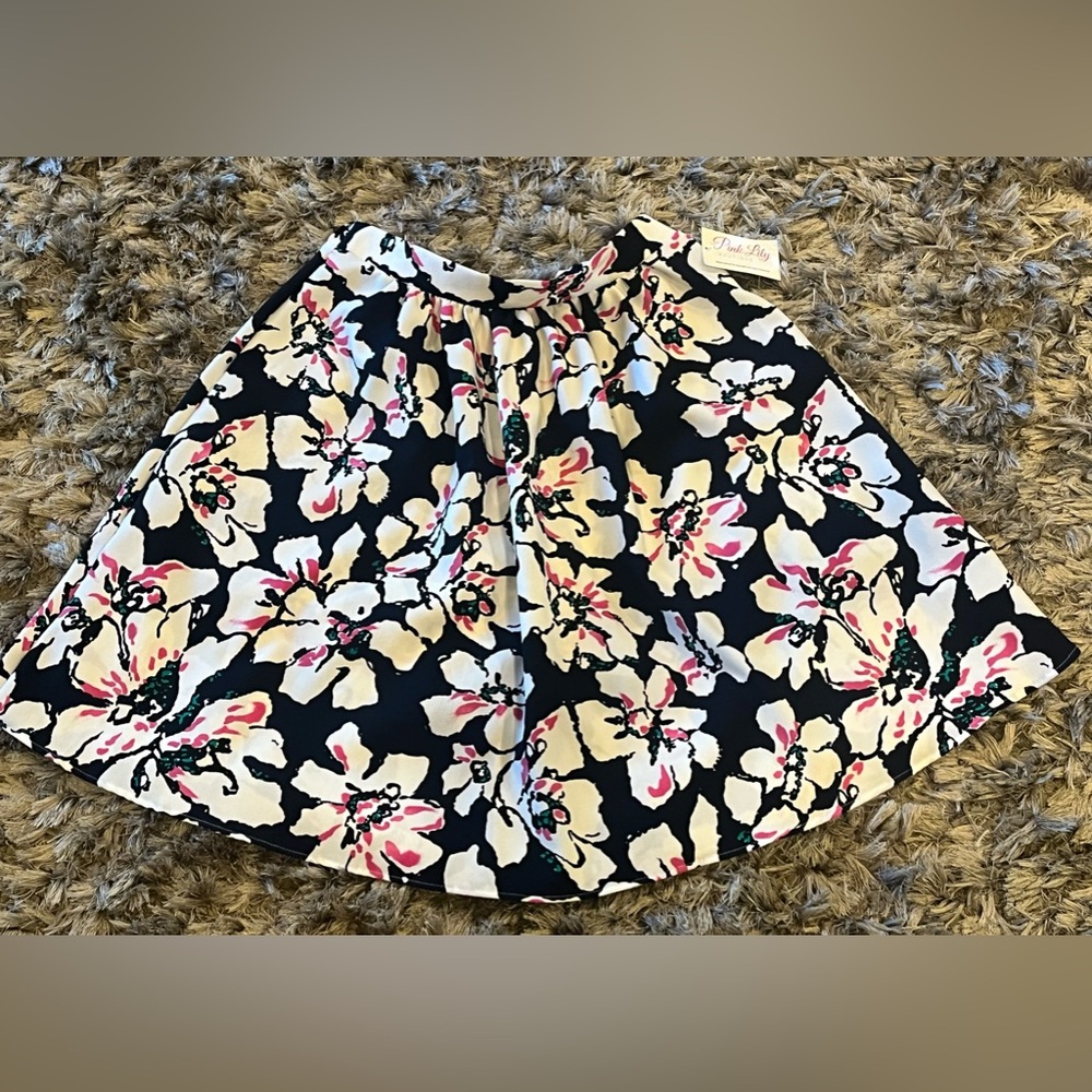 NWT Pink Lily Floral Circle Skirt